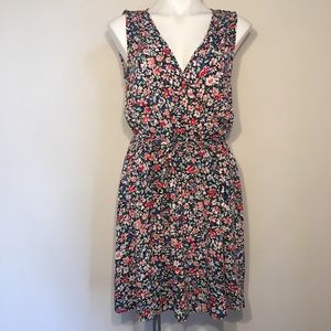 COPY - Gap Navy Floral Faux Wrap Sleeveless Sundress Sz M